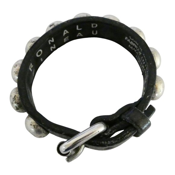 RONALD PINEAU studded leather cuff bracelet M distressed France - Picture 5 of 10